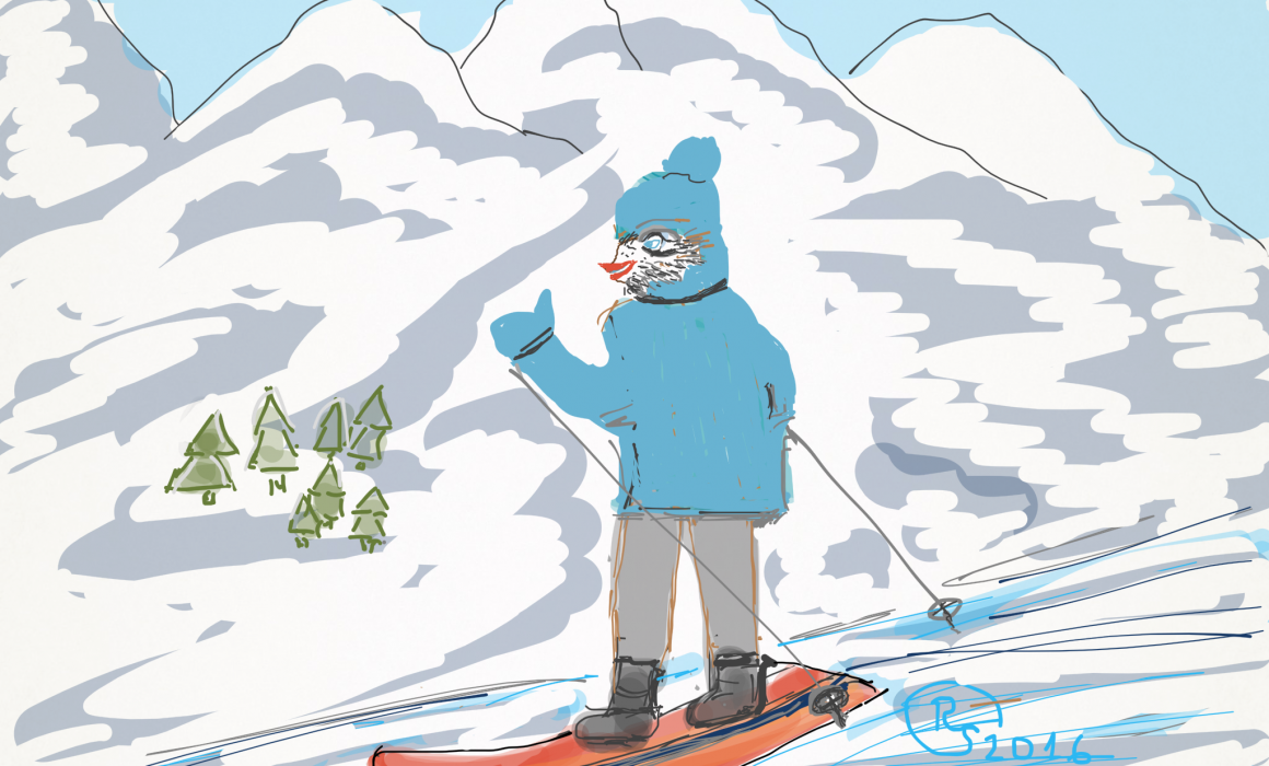 Fingerpainting Postkarte C 6, Snowboarder
